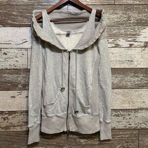 Free People Light Heather Grey Zip Up Women's Cute Shoulder Cover Tank Hoody